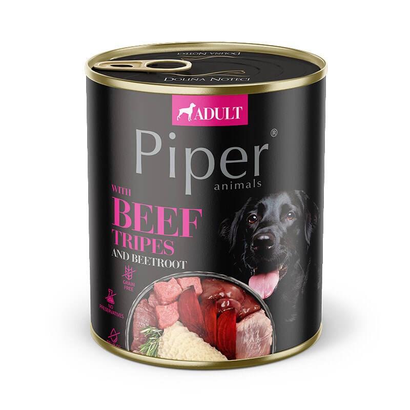 Vådfoder til hund - Dolina Noteci Piper Animals med oksemave, 800 g