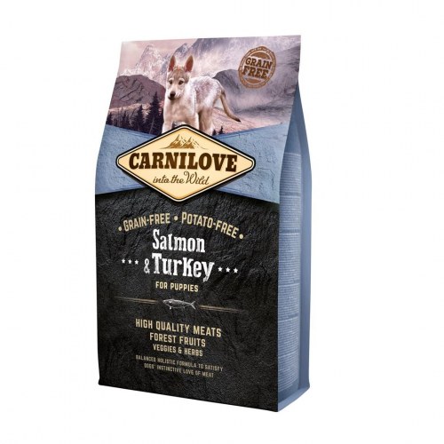 Hundefoder tørfoder - CARNILOVE laks & kalkun til hvalpe 4 kg
