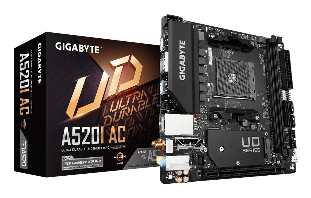 Bundkort mini-ITX Gigabyte A520I AC - AMD AM4, Wi‑Fi, USB 3.2 billede