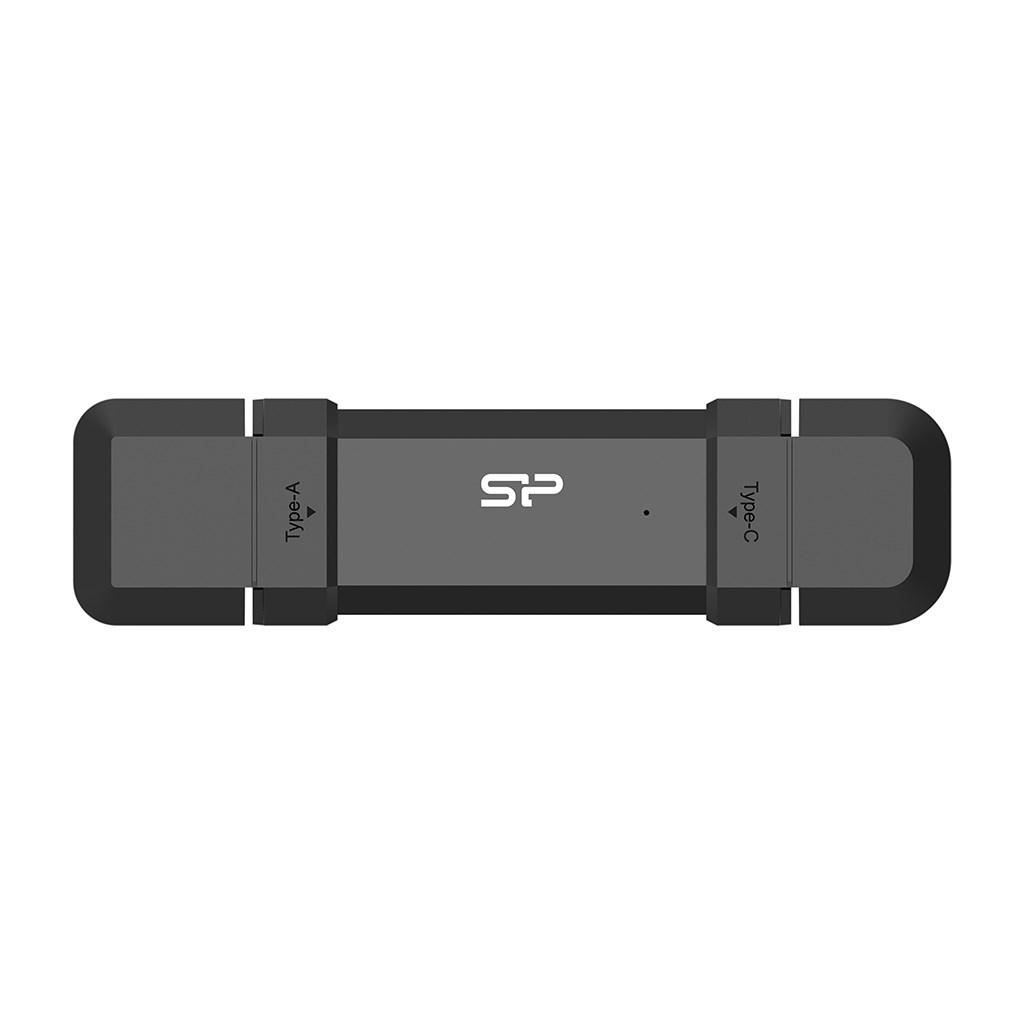 USB flashdrive - Silicon Power DS72 250 GB, USB-A/USB-C, 3.2 Gen 2, sort