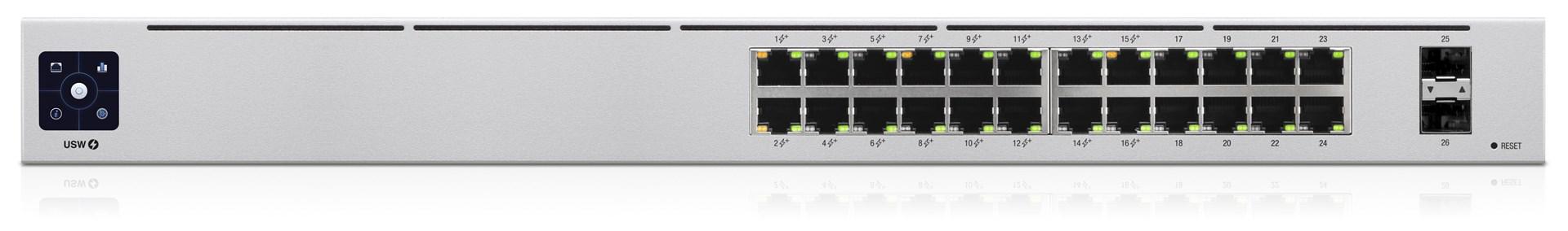 Netværksswitch Ubiquiti UniFi 24-ports PoE L2/L3 Gigabit 1U – Sølv