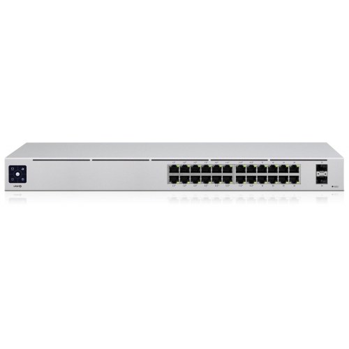 Netværksswitch Ubiquiti UniFi 24-ports PoE L2/L3 Gigabit 1U – Sølv