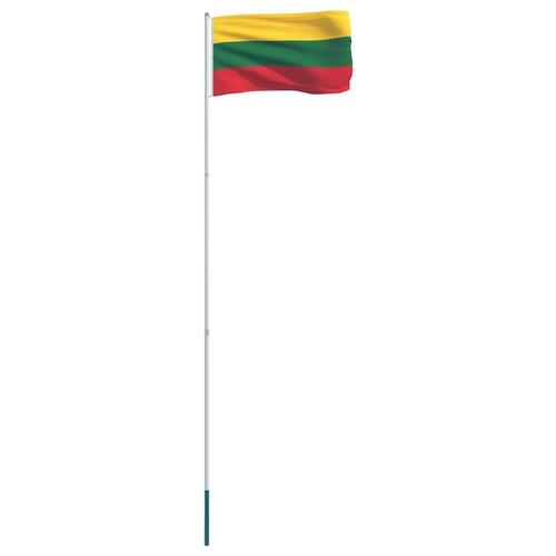 Litauen flag og flagstang 4 m aluminium