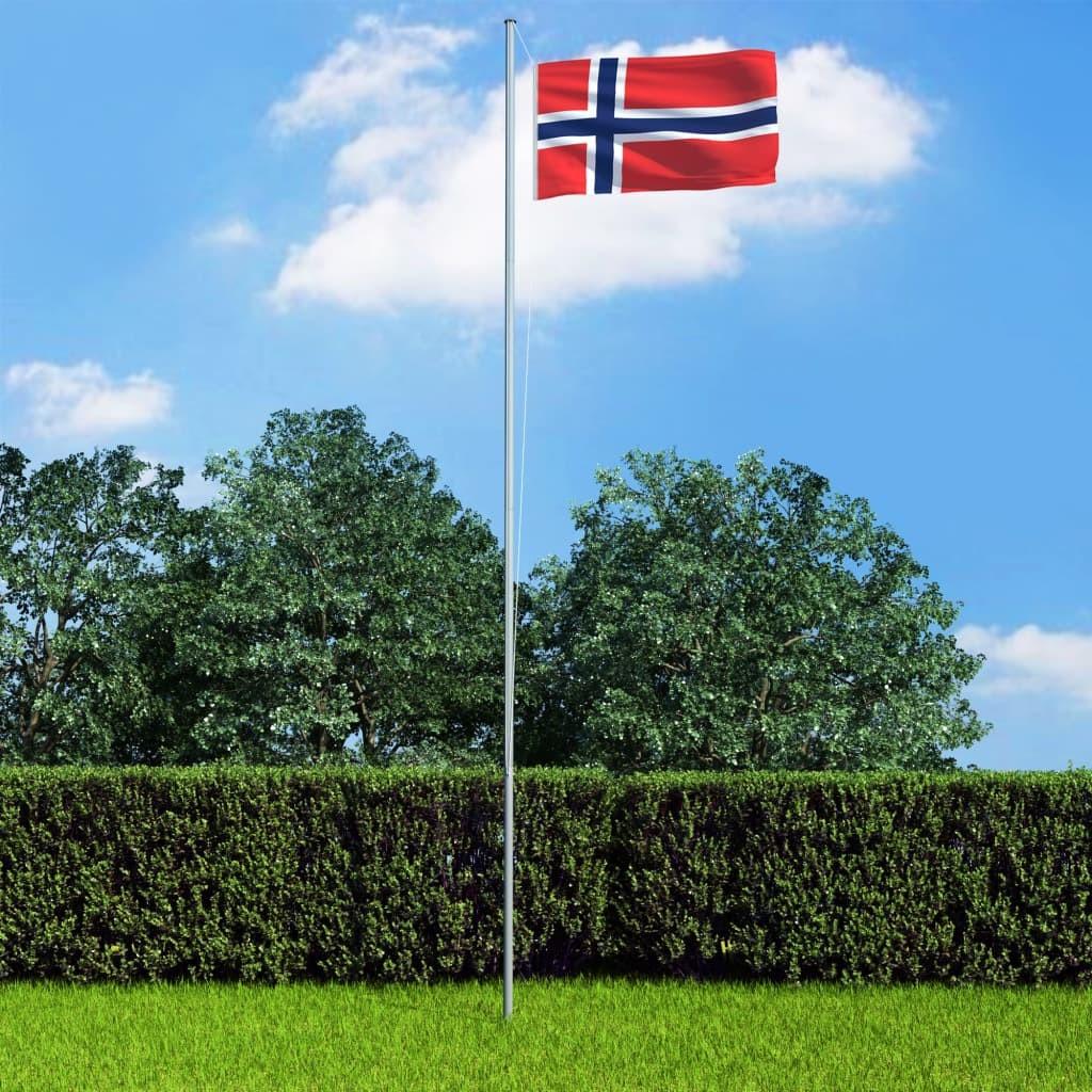 Norge flag og flagstang 4 m aluminium