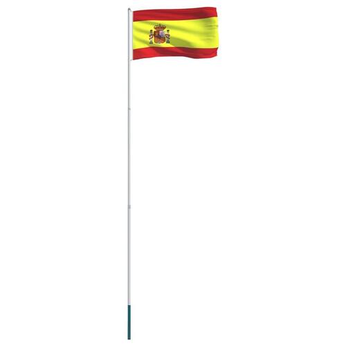 Spanien flag og flagstang 4 m aluminium