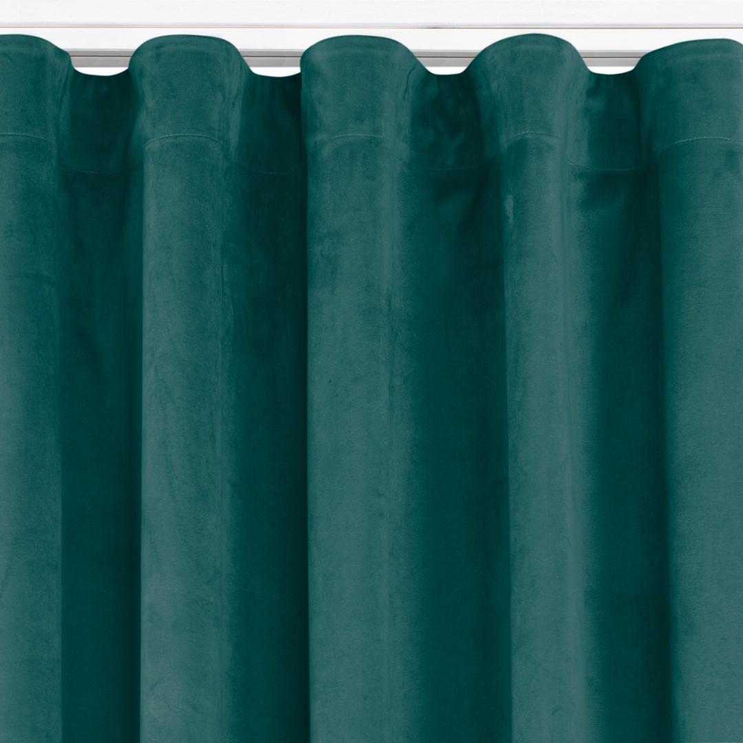 Mørklægningsgardin HOMEDE VILA - havgrøn fløjl, wavebånd 7 cm, 400×175 cm