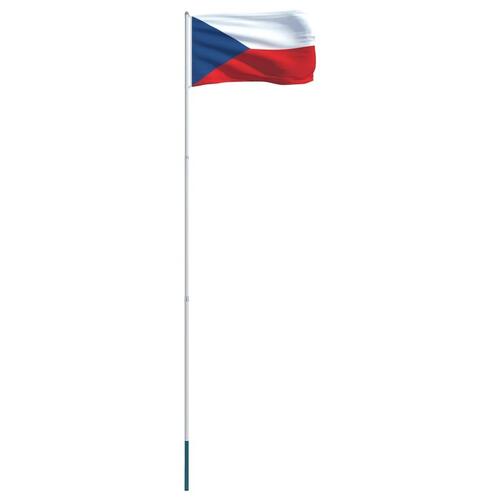 Tjekkiets flag og flagstang 4 m aluminium