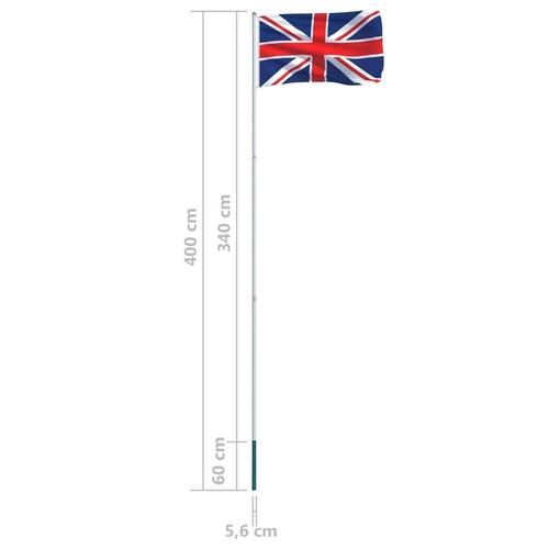 Storbritannien flag og flagstang 4 m aluminium
