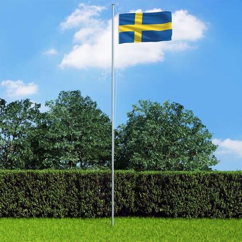 Sverige flag og flagstang aluminium 4 m