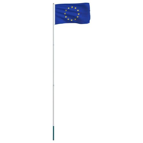 Europaflaget og flagstang 4 m aluminium