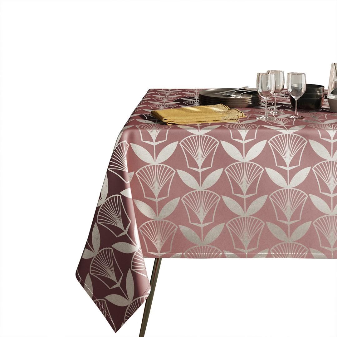 Dug lyserød med plantemotiv 140×300 - Floris by AmeliaHome