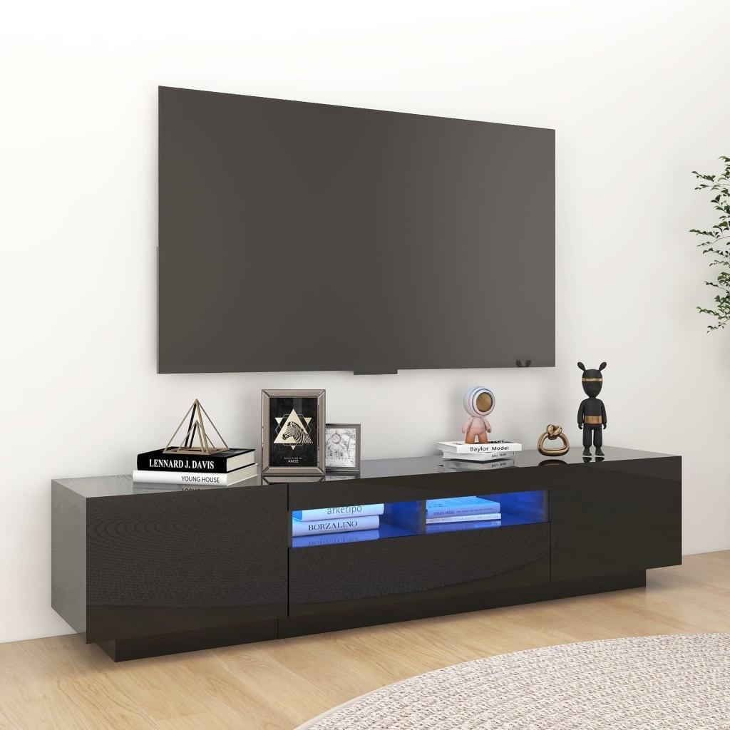 Tv-skab med LED-lys 180x35x40 cm sort højglans