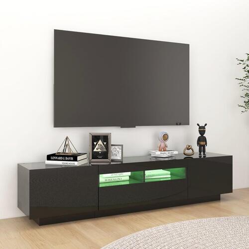 Tv-skab med LED-lys 180x35x40 cm sort højglans