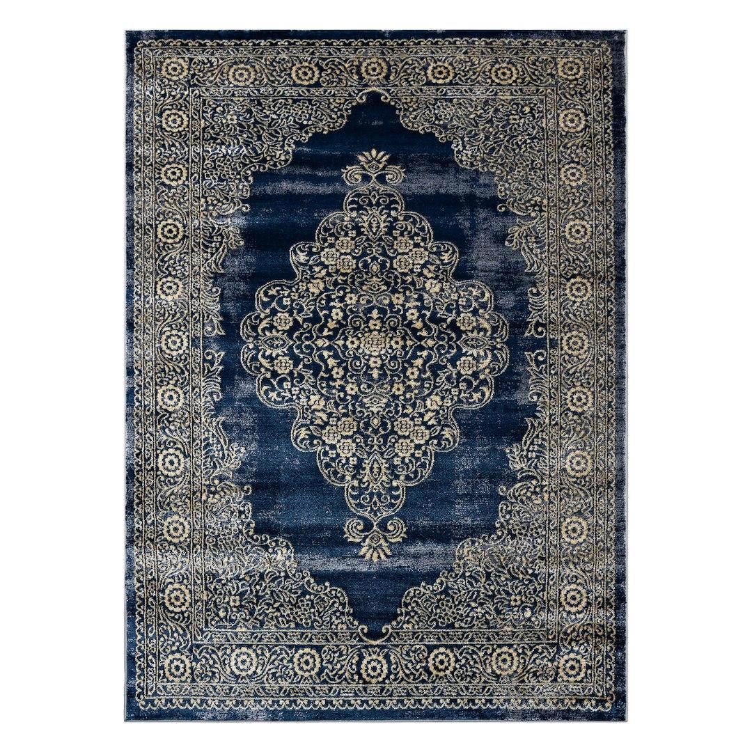 Gulvtæppe Hakano Welli Ornament 3 - marineblå 160×220