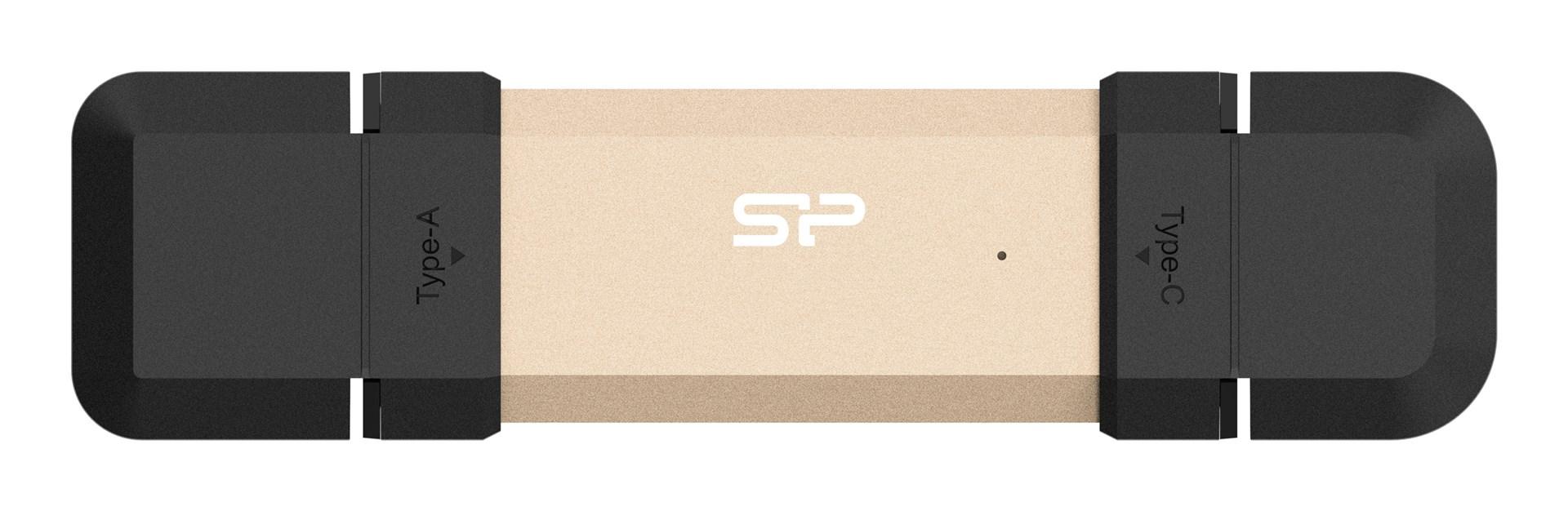 USB flashdrev Silicon Power DS72 250 GB – USB-A/USB-C 3.2 Gen 2, guld
