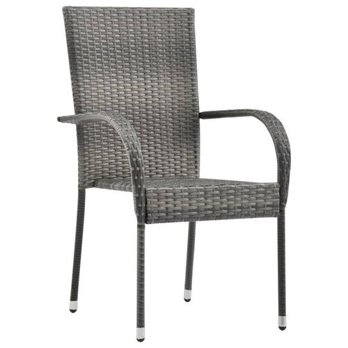 Stabelbare udendørsstole 4 stk. polyrattan grå