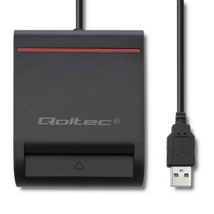 Smart kortlæser USB - Qoltec chip/ID-kort scanner billede
