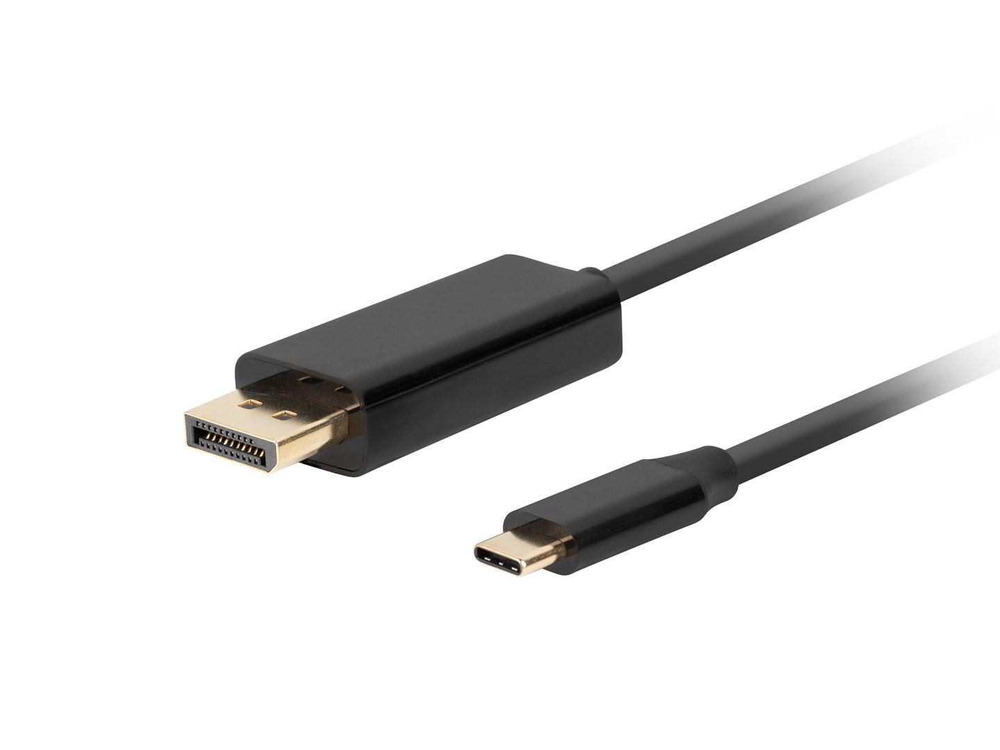 USB-C til DisplayPort kabel 1 m – Lanberg, 4K 60 Hz, sort billede