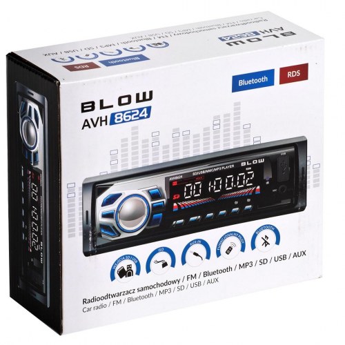 Bilradio BLOW AVH-8624 – sort, FM/RDS, Bluetooth, USB/SD/AUX