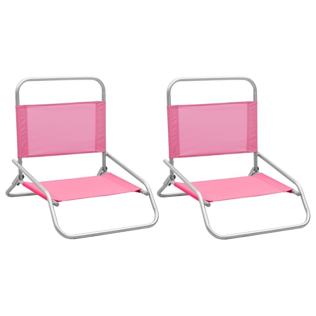 Se Foldbare strandstole 2 stk. stof pink hos Boligcenter.dk