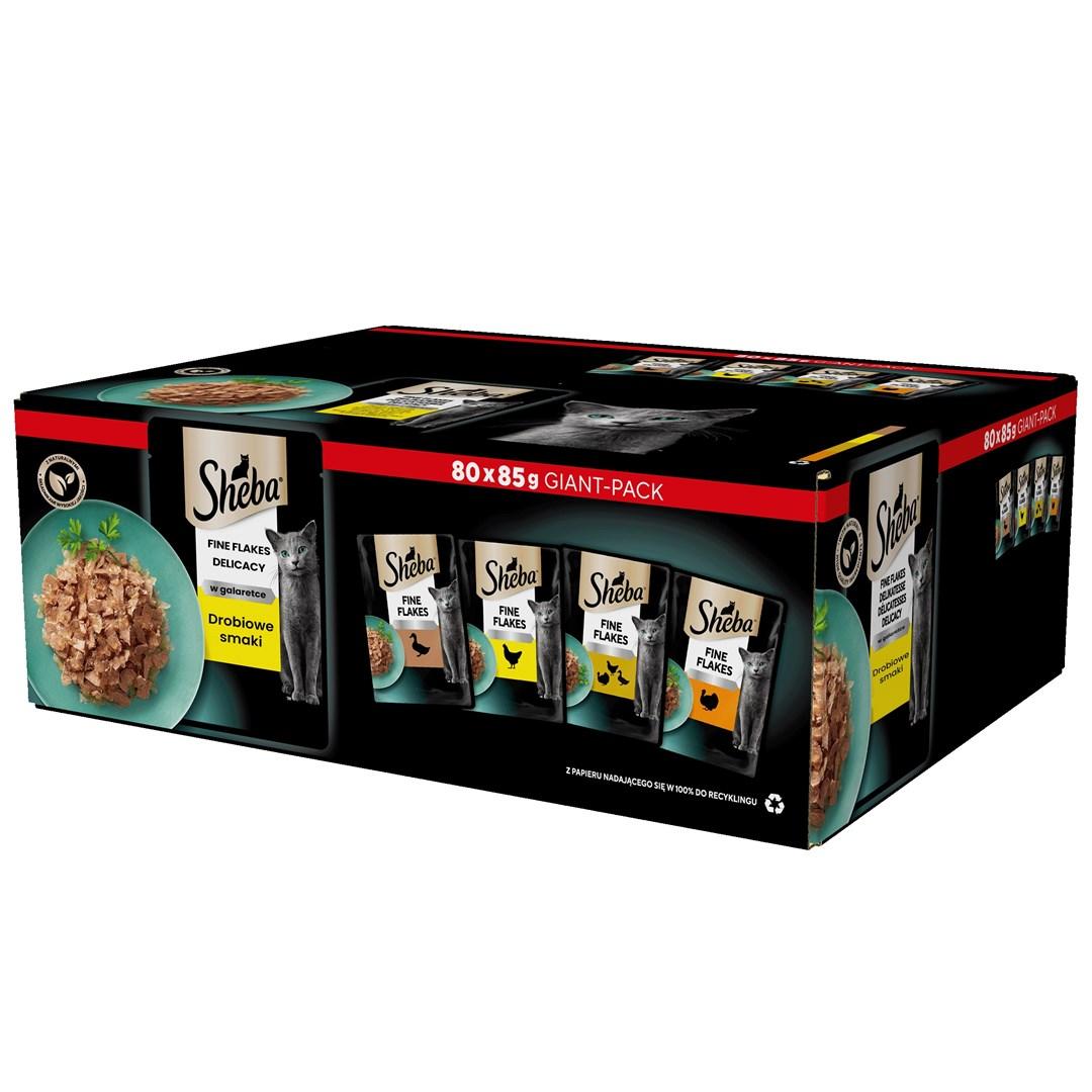 Vådfoder til kat – Sheba Delicacy Fjerkræ i gelé, 80 × 85 g