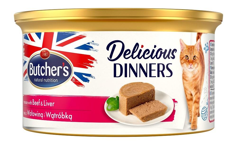 Vådfoder til kat – Butcher's Delicious Dinners oksekød & lever 85 g