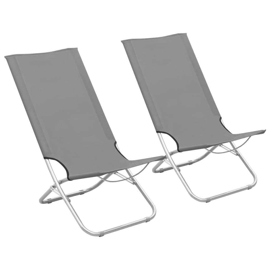 Foldbare strandstole 2 stk. stof grå