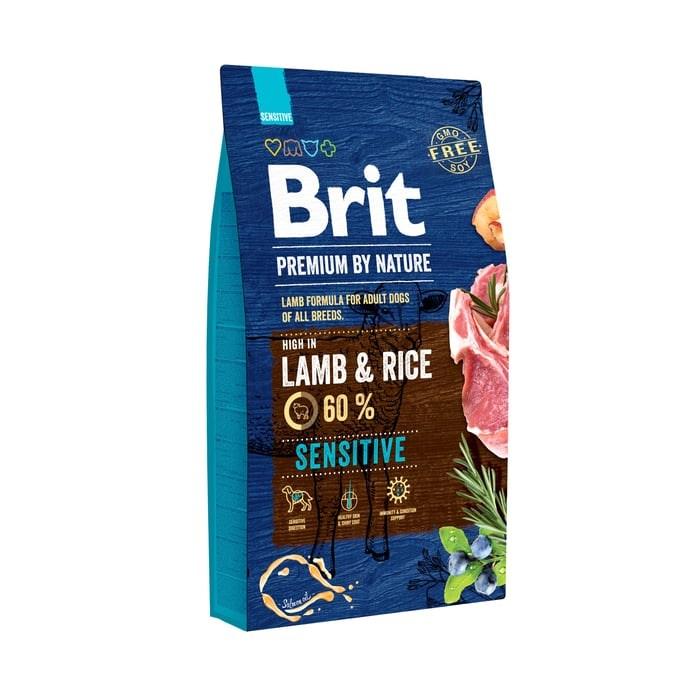 Hundefoder tørfoder Brit Premium by Nature Adult Sensitive lam & ris – 8 kg