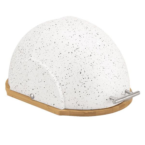 Brødkasse Maestro MR-1678G oval - hvid med bambusbund