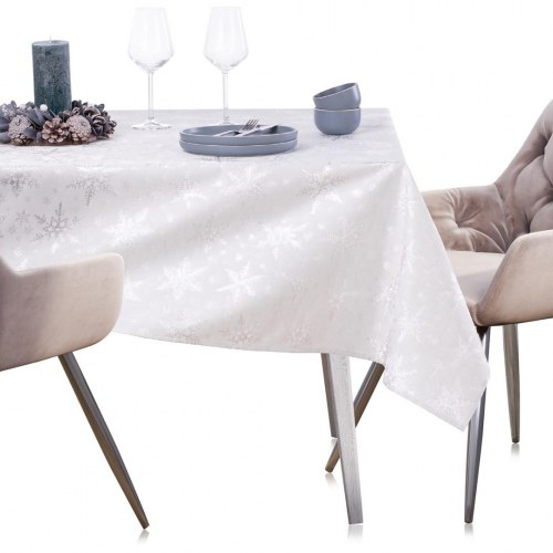 Juledug AmeliaHome White Christmas – hvid/sølv, 140 × 400 cm