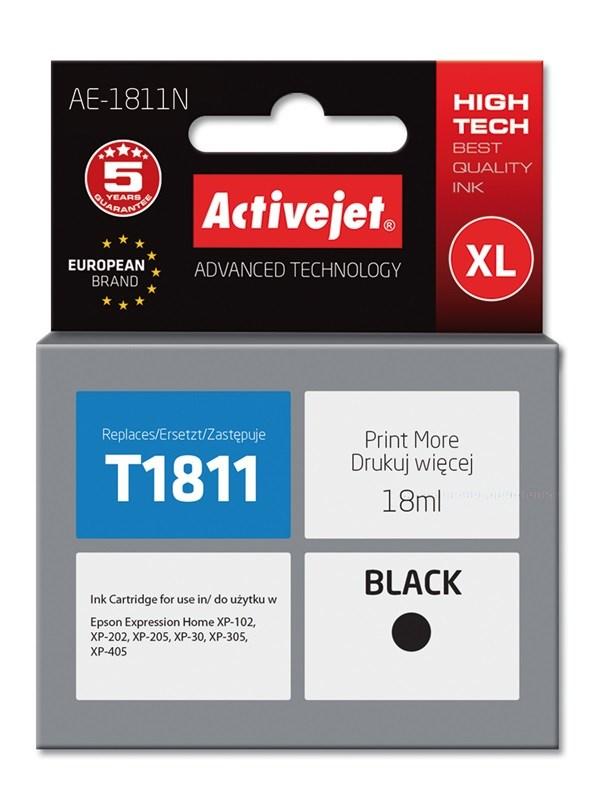 Blækpatron til Epson 18XL T1811 – Activejet AE-1811N, sort, 18 ml (XL)