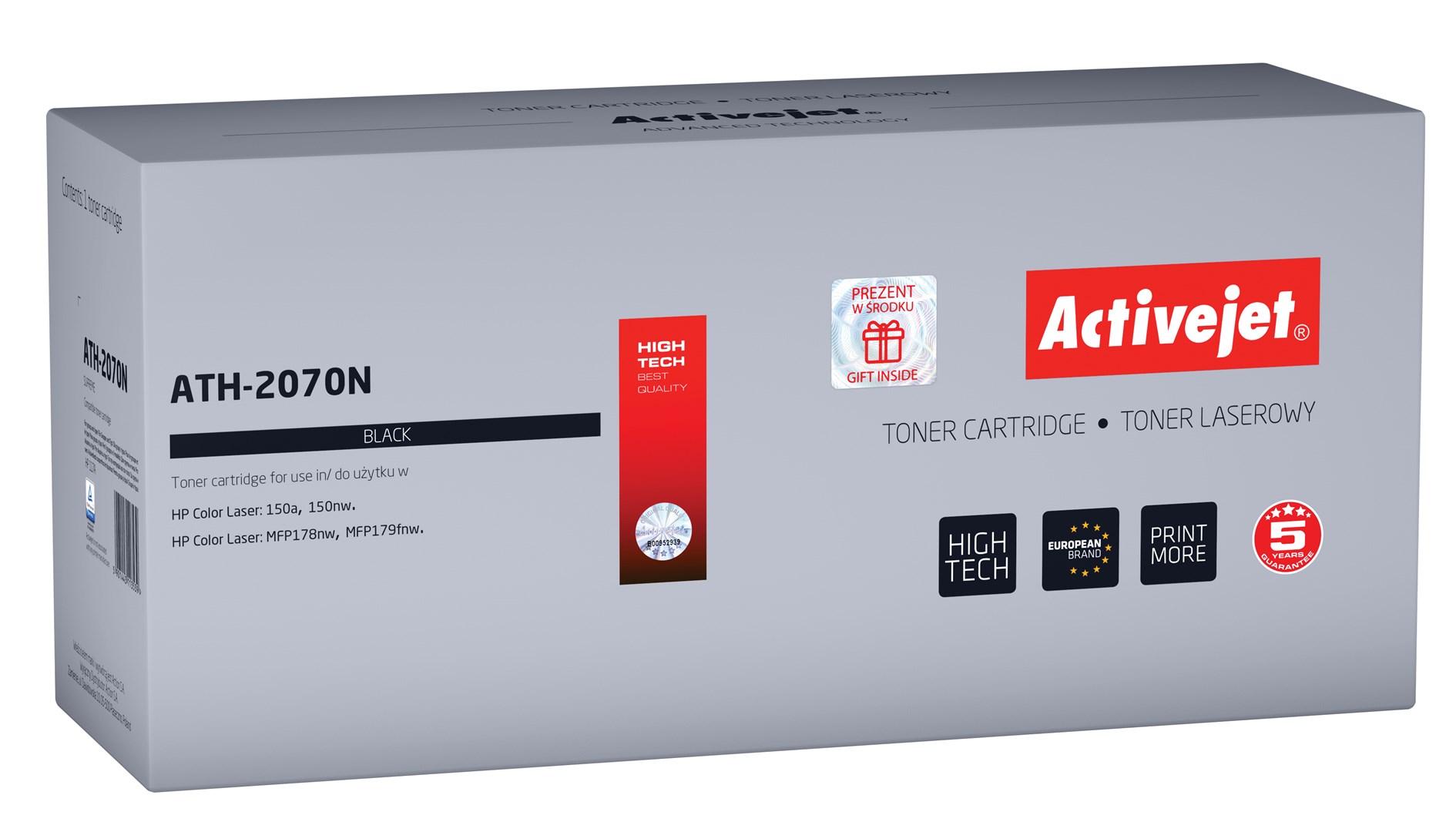 Toner til laserprinter Activejet ATH-2070N - sort, kompatibel med HP 117A (W2070A), 1.000 sider