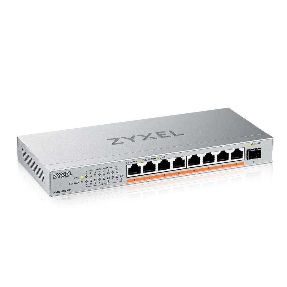 Netværksswitch Zyxel XMG-108HP 2,5G PoE+ (8x RJ-45, 1x SFP+) - unmanaged