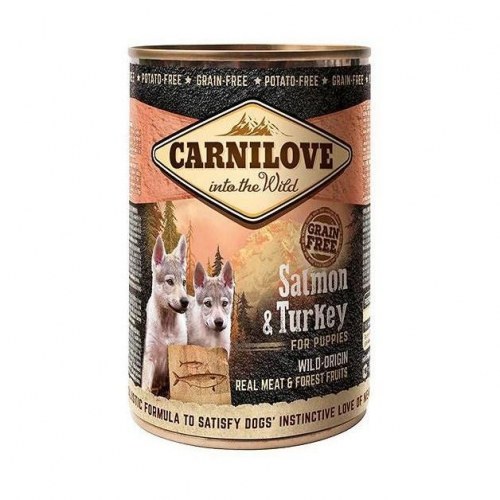 Hundefoder vådfoder CARNILOVE laks & kalkun til hvalpe 400 g