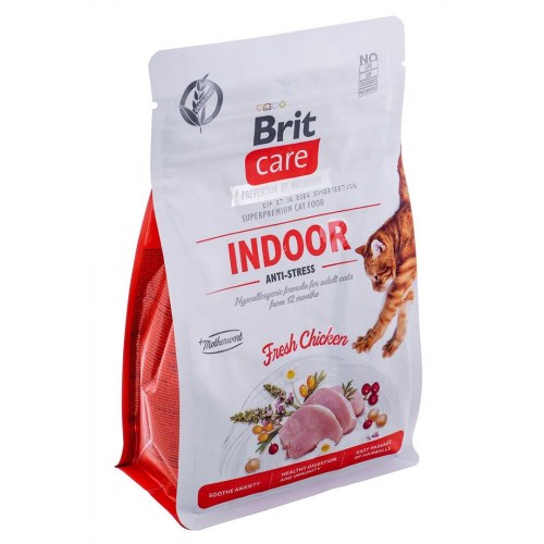 Kattemad til indekat – Brit Care Grain-Free Adult Indoor Anti-Stress, tørfoder, 400 g
