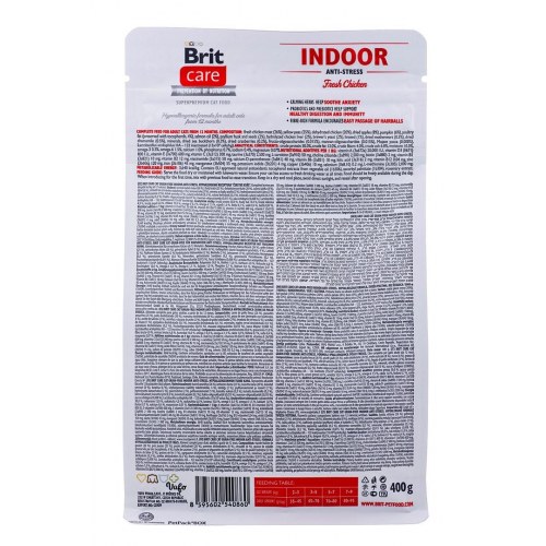Kattemad til indekat – Brit Care Grain-Free Adult Indoor Anti-Stress, tørfoder, 400 g