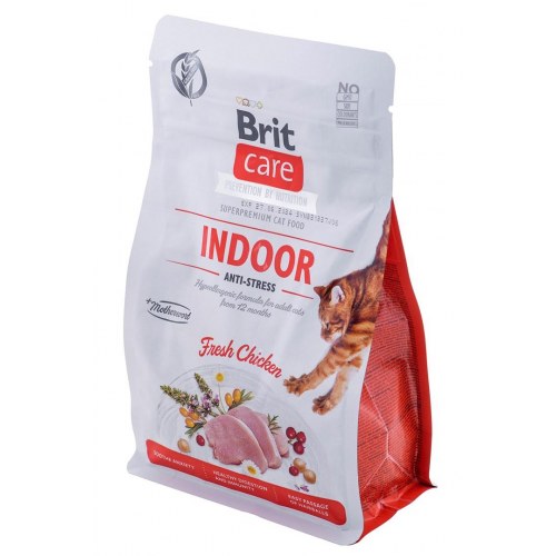 Kattemad til indekat – Brit Care Grain-Free Adult Indoor Anti-Stress, tørfoder, 400 g