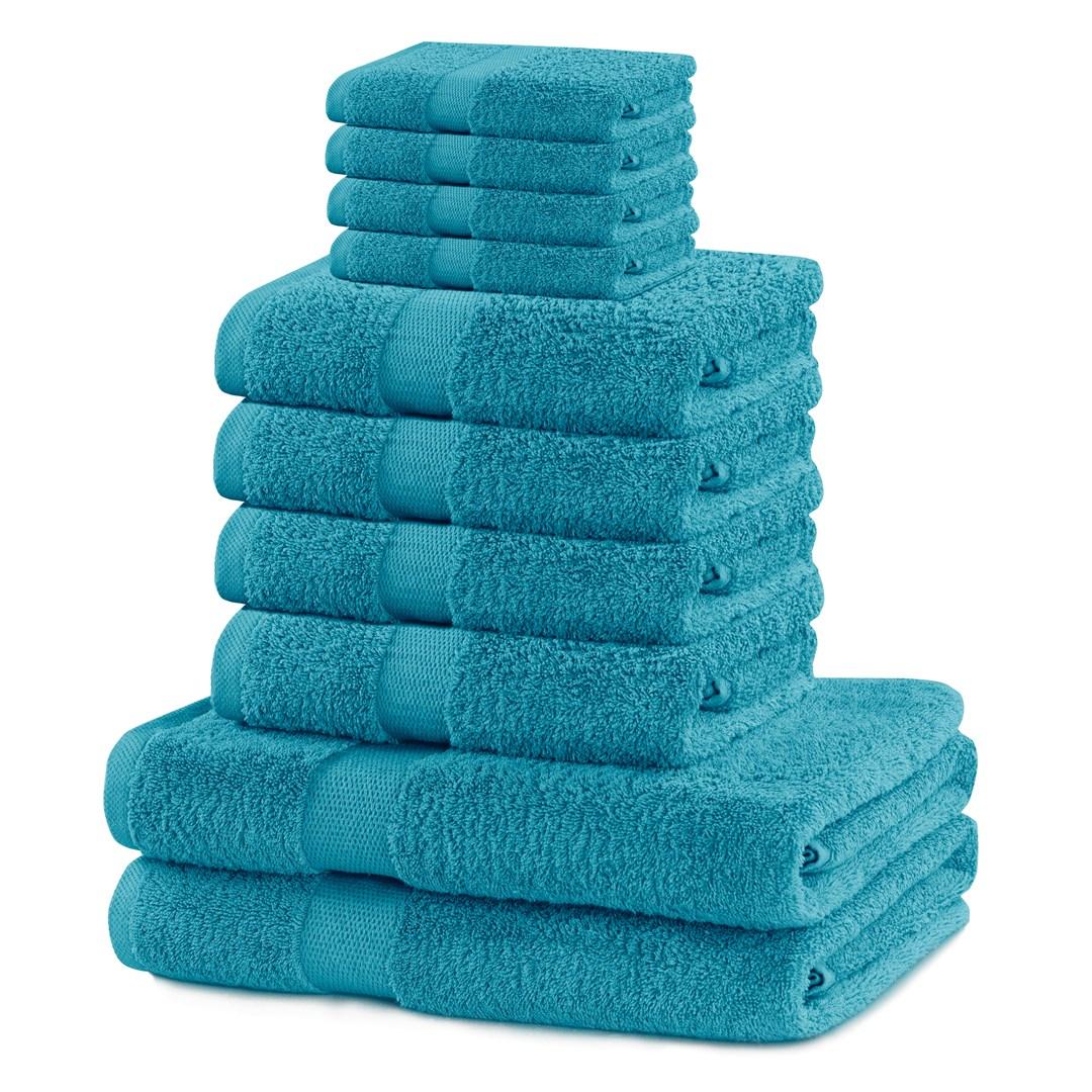 Håndklædesæt DecoKing Marina - turkis, 100 % bomuld (2×70×140, 4×50×100, 4×30×50)
