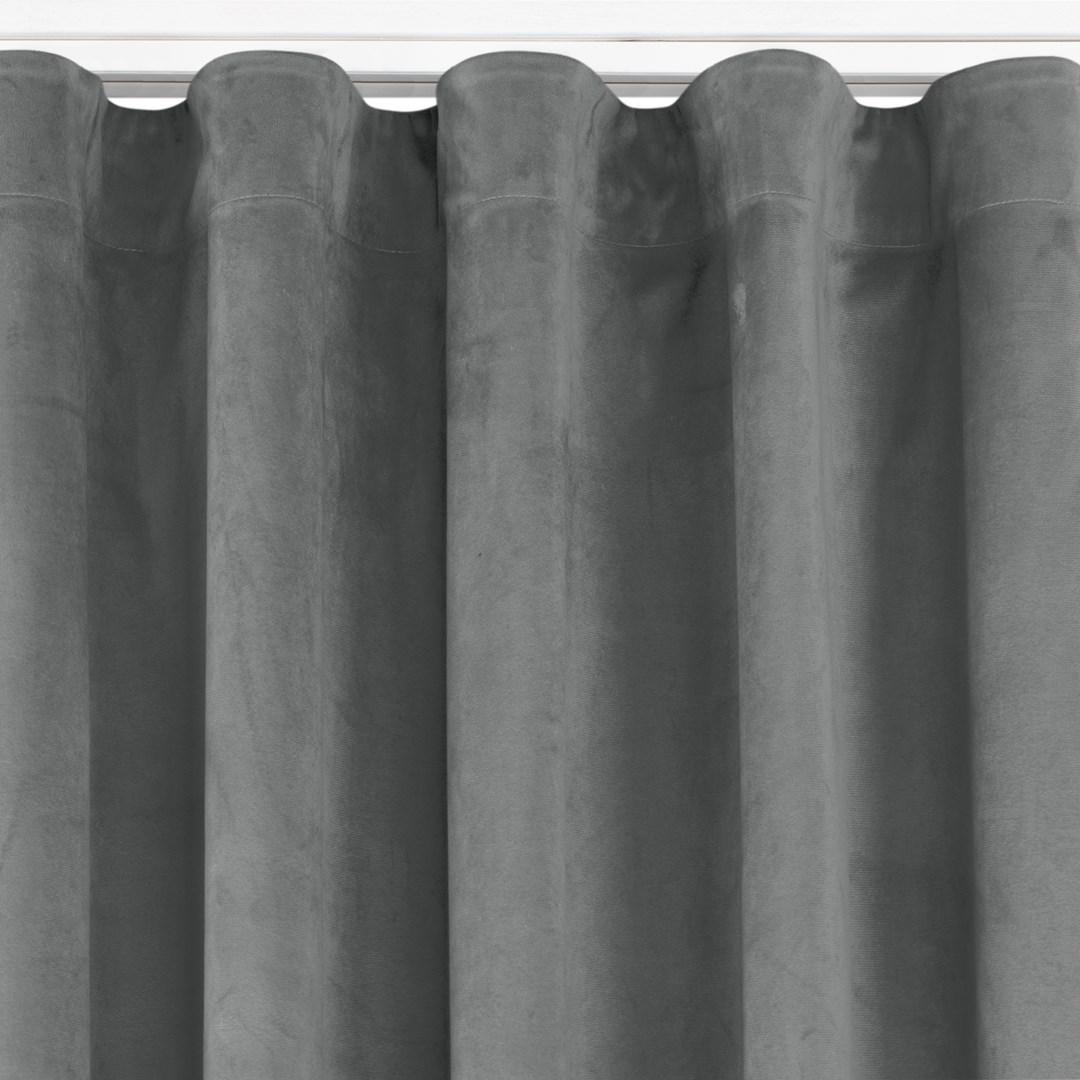 Mørklægningsgardin fløjl 400×245 cm grafit - HOMEDE VILA med wavebånd