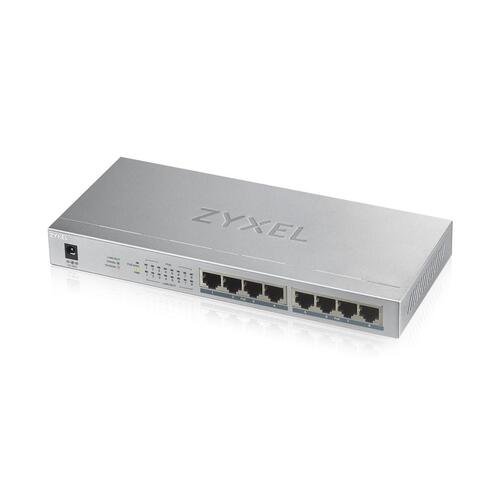 Netværksswitch Zyxel GS1008HP – 8-port Gigabit med PoE, grå