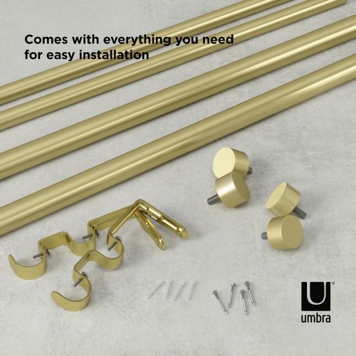 Gardinstang Umbra Cappa – guld, justerbar stål, 170 cm