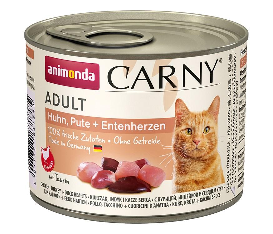 Vådfoder til kat – Animonda Carny Adult kylling, kalkun og andehjerter 200 g