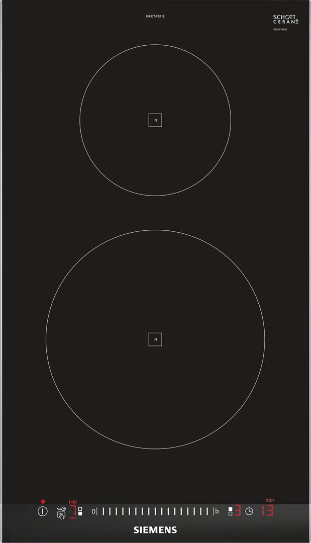 Induktionskogeplade Siemens EH375FBB1E 30 cm – 2 zoner, sort glas