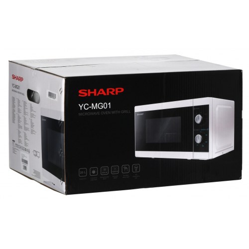 Mikrobølgeovn med grill - Sharp YC-MG01E-W, 20 l, 800 W, sort/hvid