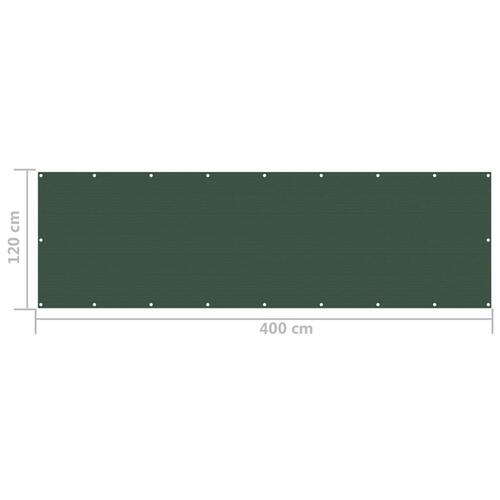 Altanafskærmning 120x400 cm HDPE mørkegrøn