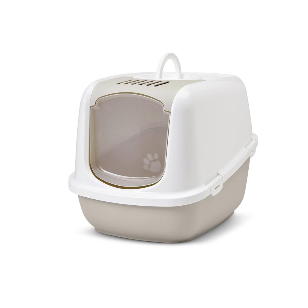 SAVIC Nestor Jumbo hvid - kaffebrun - lukket kattebakke - 66,5x48,5x46,5 cm - 1 stk.