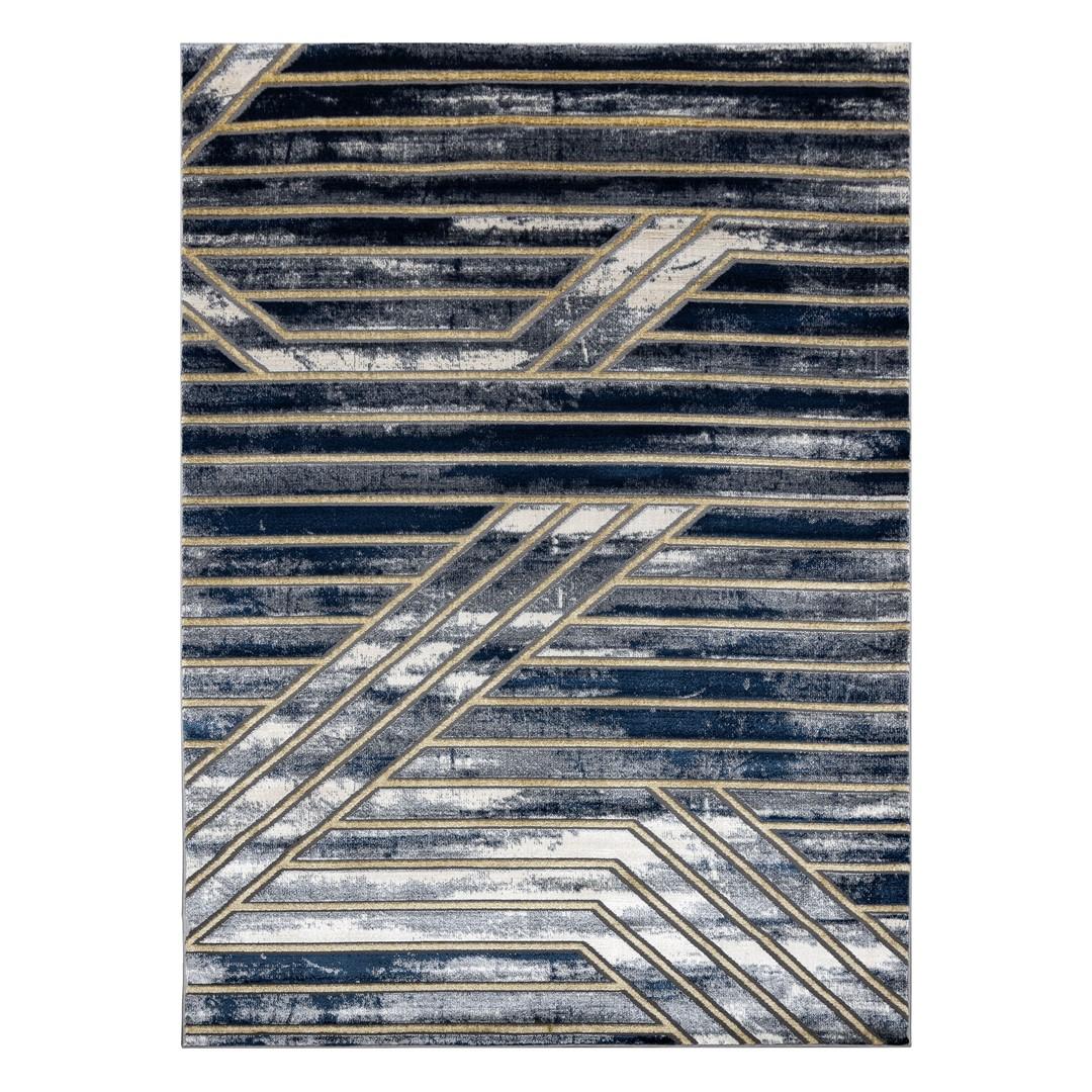 Gulvtæppe Hakano Welli Lines - grafit/grå/sennepsgul 160×220 cm