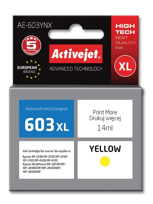 Blækpatron til printer – Activejet 603XL gul, kompatibel med Epson (Supreme, 14 ml, XL)