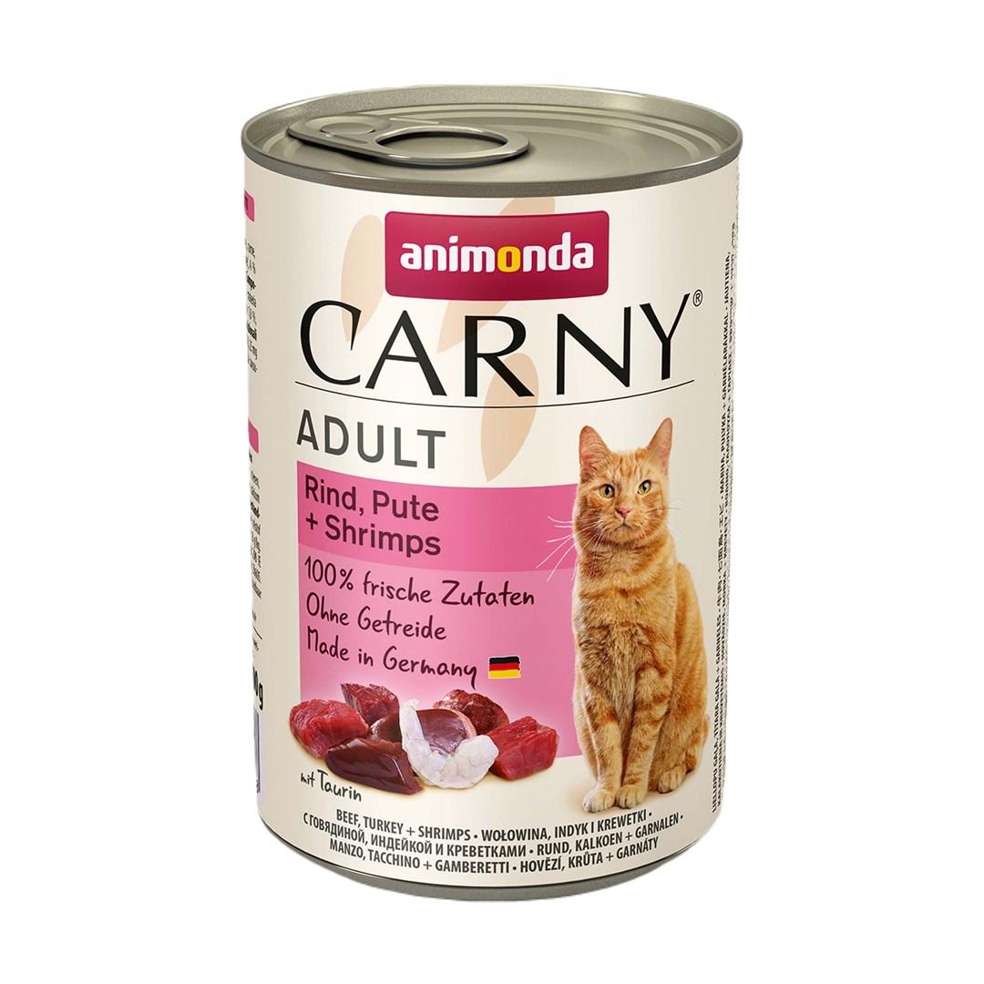 Vådfoder til kat – Animonda Carny Adult oksekød, kalkun og rejer, 400 g
