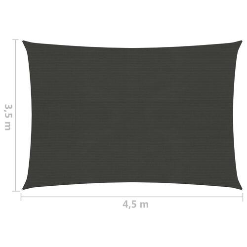 Solsejl 3,5x4,5 m HDPE 160 g/m² antracitgrå
